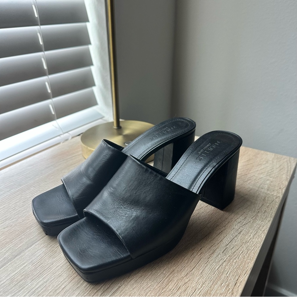 Truffle Collection Black Block Mules